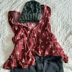 AMERICAN EAGLE tiered flowy floral boho top